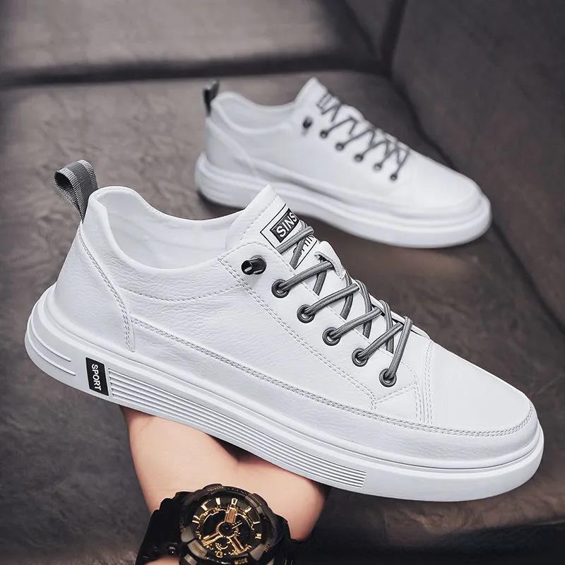 2024 New Men's Shoes Fashion Leather Men Casual Shoes Breathable Flat Shoes for Men Solid Sneakers Male Hot Zapatillas De Hombre