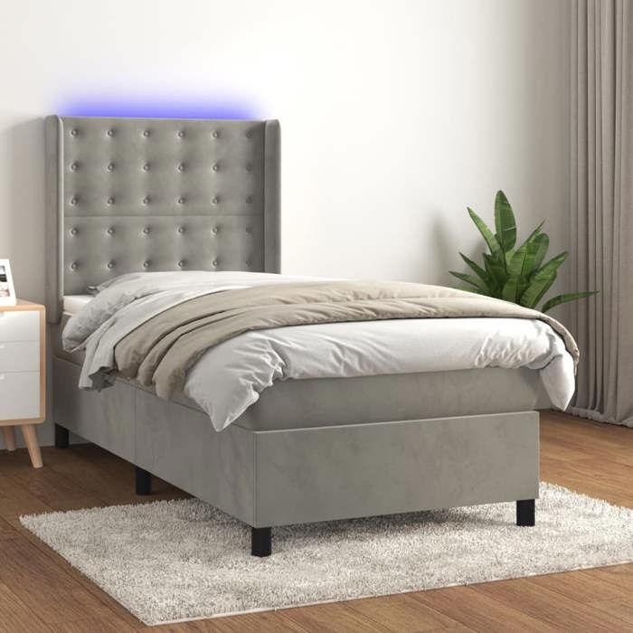 VidaXL Sommier à Lattes de Lit avec Matelas et LED, Lit Rembourré, Lit Simple, Lit Adulte de Chambre à Coucher Intérieur, 3139769