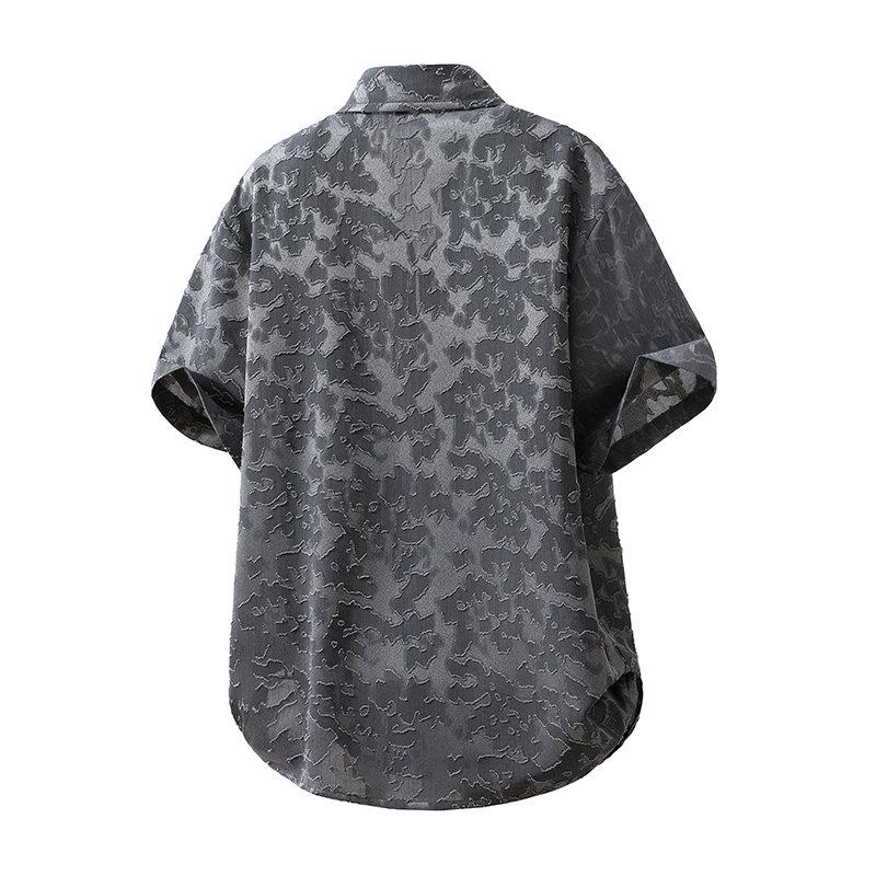 Nuova Camicia Estiva Casual da Uomo a Maniche Corte Vintage Usurata Tinta Unita Stampa Hawaiana Top da Spiaggia Blusa alla Moda