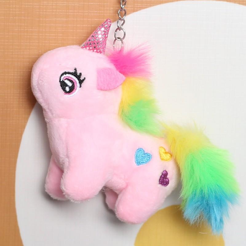 Candy Color Rainbow Unicorn Trendy Bags Street Stand Clothing Backpack Plush Toys Keychain Pendant