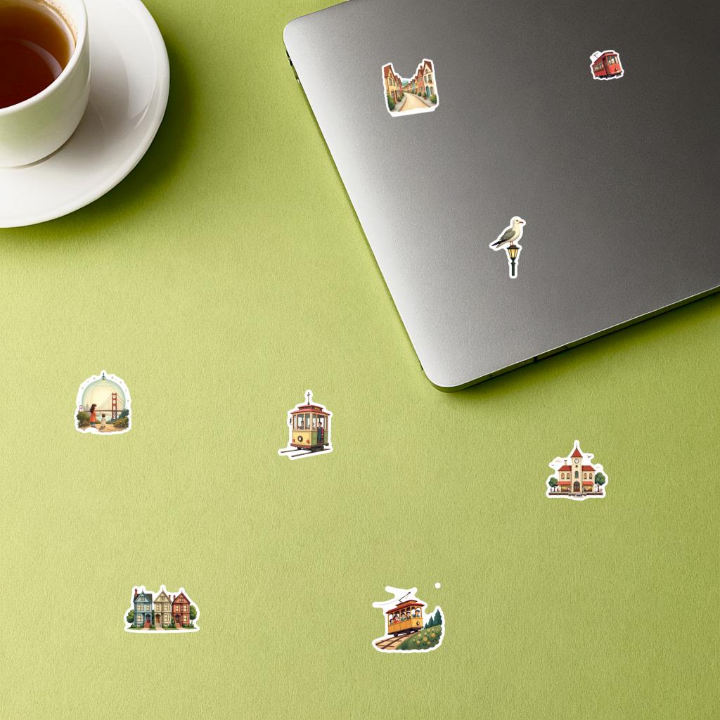 35pcs-70pcs Retro San Francisco Stickers Cartoon Hearts Teacher Reward Stickers Stickers For DIY Phone Guitar Laptop