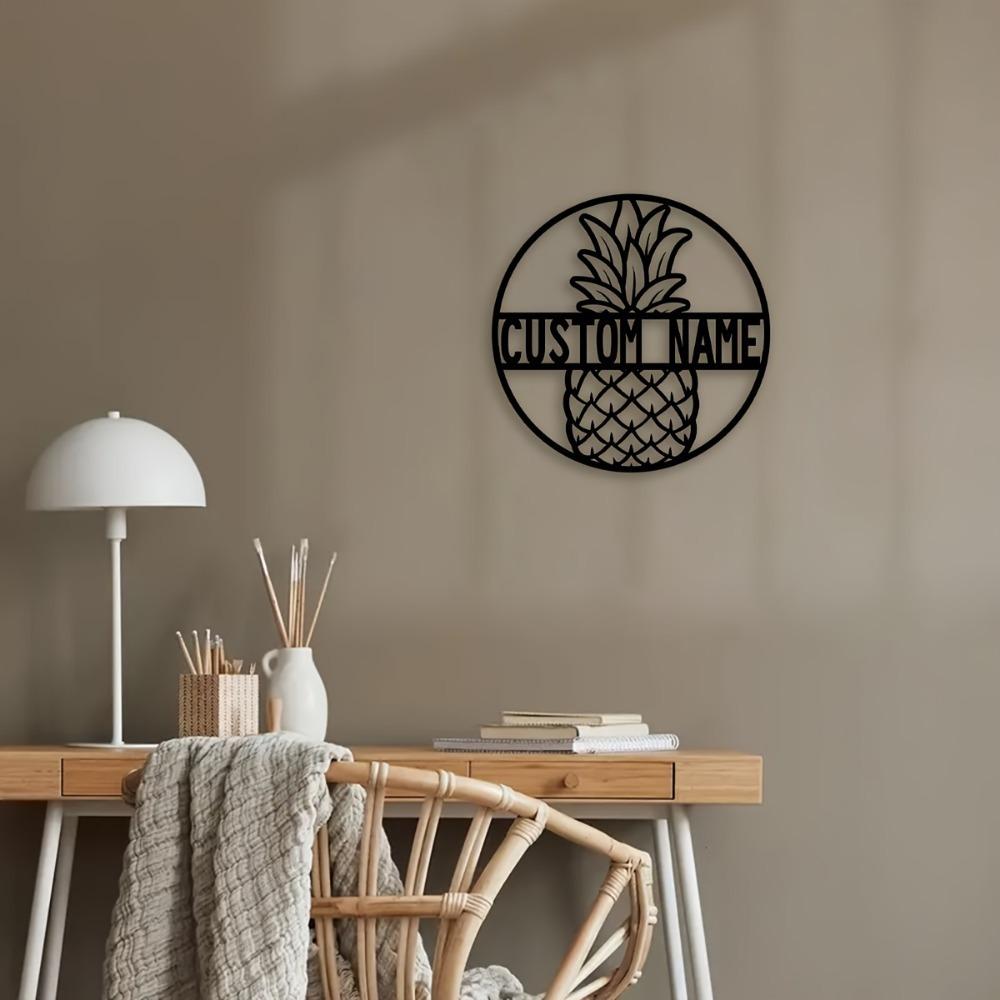 Ananas Metalen Bord Custom Familienaam Muurdecoratie Binnen Buiten Rustiek Cadeau