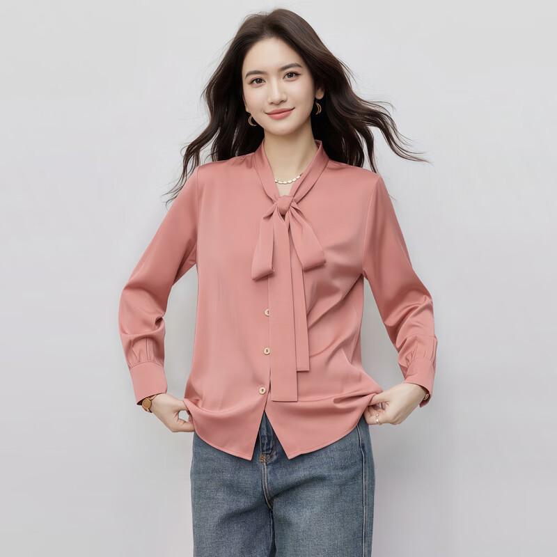 Women's Chiffon Bow-Knot Tie-Neck Long Sleeve Blouse