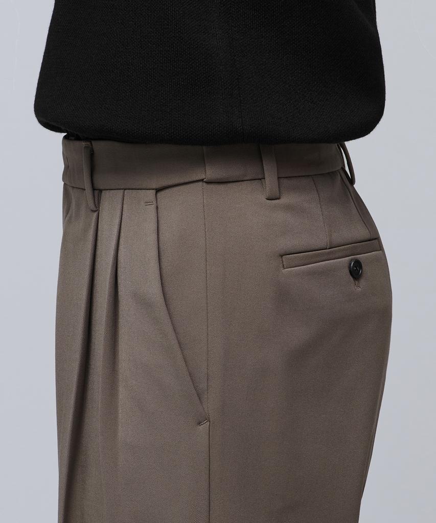 Musinsa Standard Heavyweight Fleece-Lined Real Wide Hidden Elastic Waist Slacks [Dusty Beige]