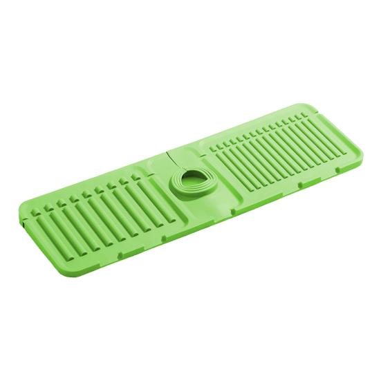 Silikon-Abtropfmatte für Küchenspüle, Wasserhahn-Abtropfmatte, geneigtes Design, einfache Installation, anpassbare Lochgröße, Spülbeckenmatte, starke Gewichtskapazität, umgeleitet