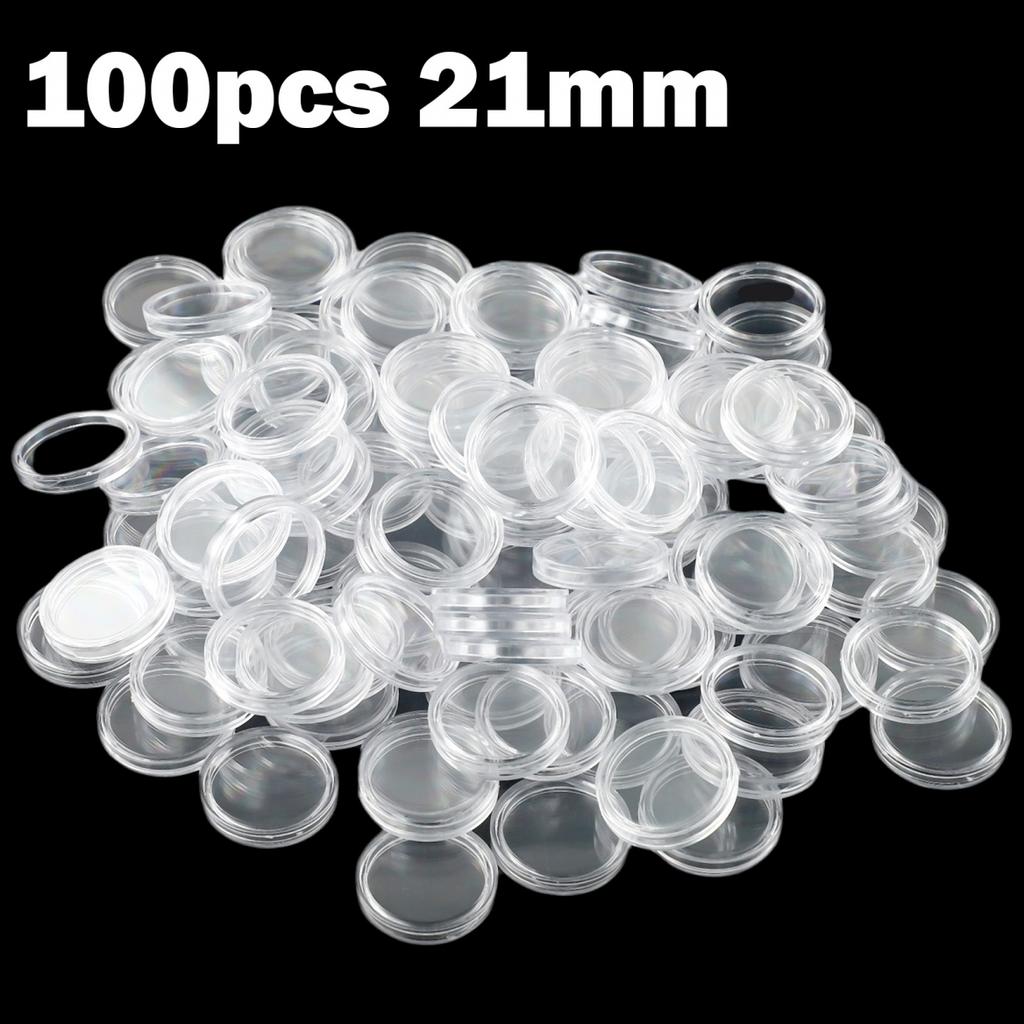 Case Coin Holders Protection Collections Gifts Display 100pcs 21mm Clear