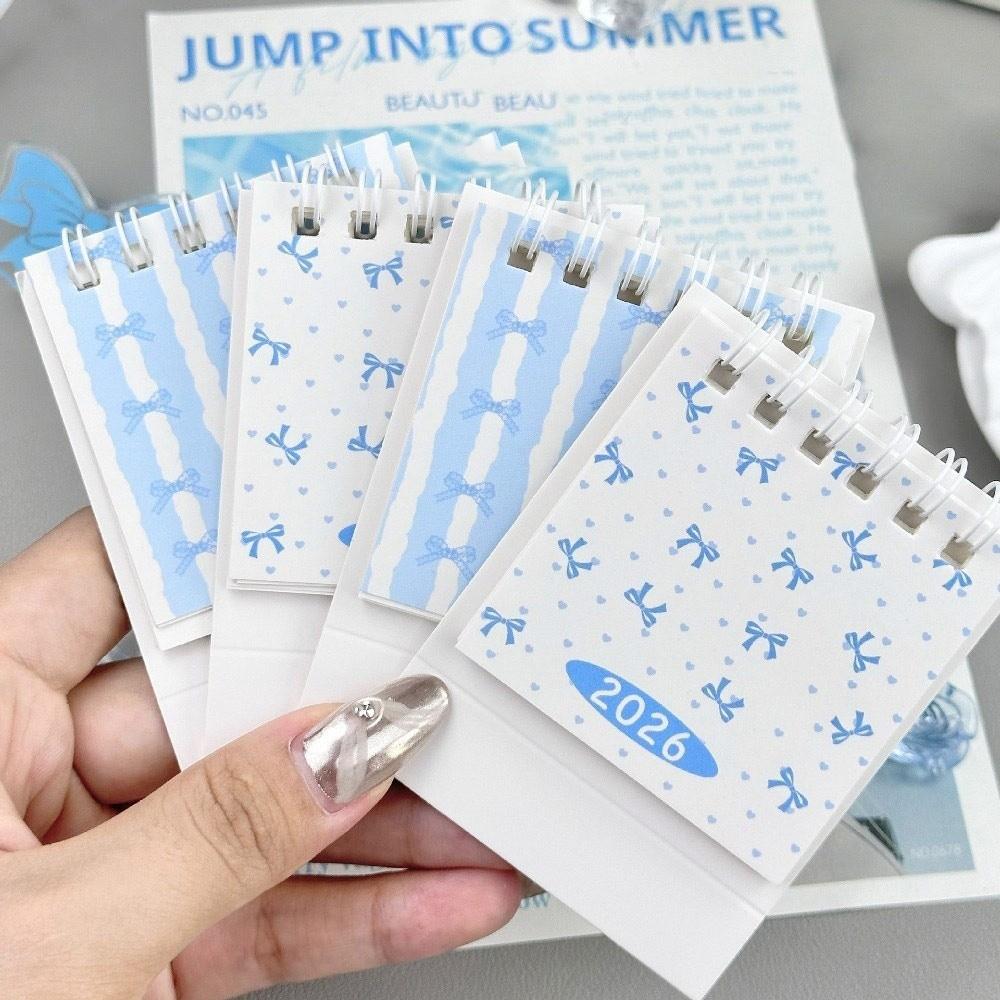 Bow 2026 Desk Calendar Coil Binding Daily Planner Creative Desktop Calendar Desktop Decoration