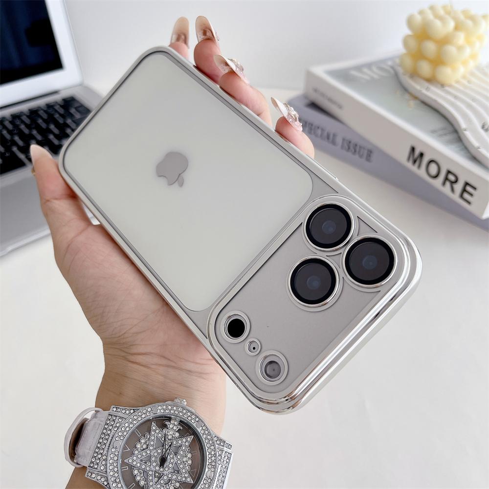Coque souple translucide plaquée TPU pour iPhone 17 16 15 14 13 12 11 Pro Max Plus Film de protection d'objectif d'air Housse antichoc protectrice