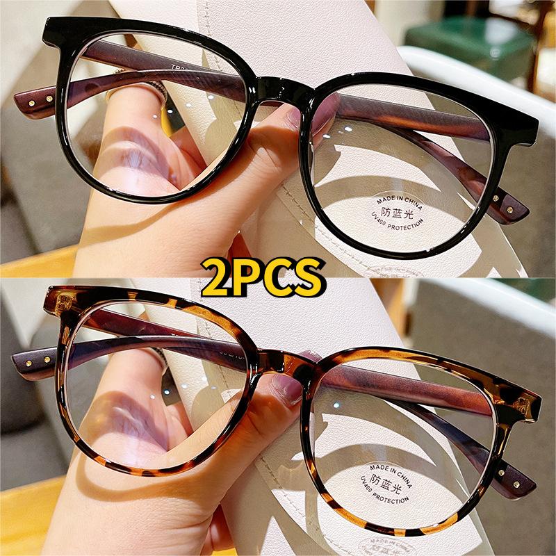 

2PCS Classic Blue Light Blocking Eyeglasse Woman Leopard Eyeglasses Glasses Frame Anti Blue Light Eyeglasses Transparent Women s Men s Eyewear