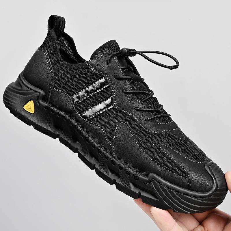 

Summer new mesh shoes breathable men s hollow sandals soft sole sports mesh casual shoes 46 чорний