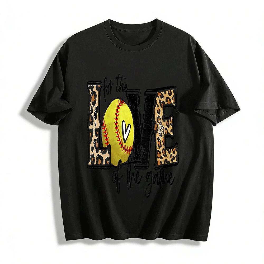 For The Love Of The Game Leopard Print Softball Graphic Tee Pure cotton T-shirt XXS