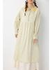 Women's Floral Print Lace-up Doll Collar Cotton Linen Long Sleeve Loose Plus Size Spring Dress