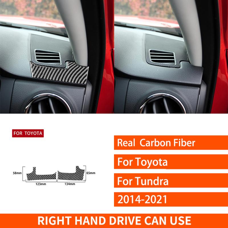 For Toyota Tundra 2014- Real Carbon Fiber Stickers Dashboard Air Vent Panel Cover Car Accessories Interior Decorative
