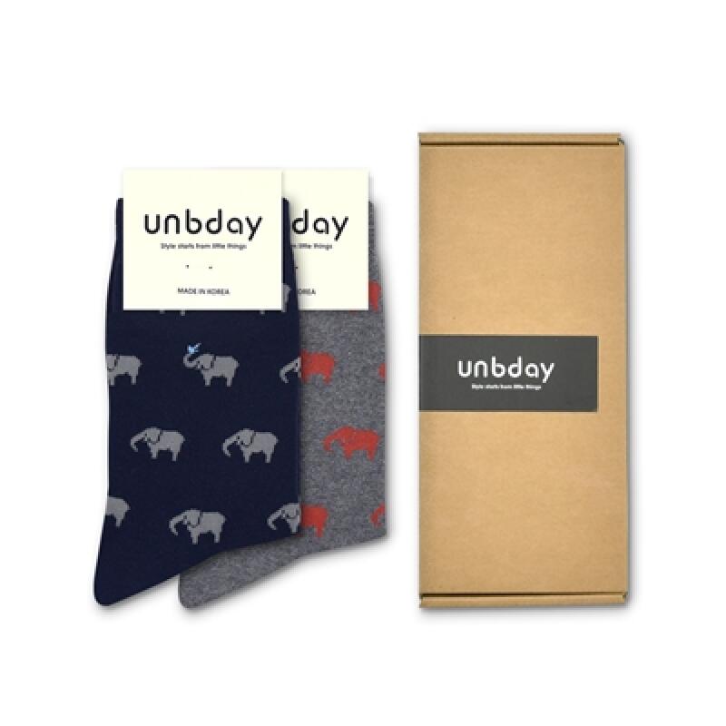 

[2PACKS] Unisex Elephant Pattern Socks 2P SET Navy