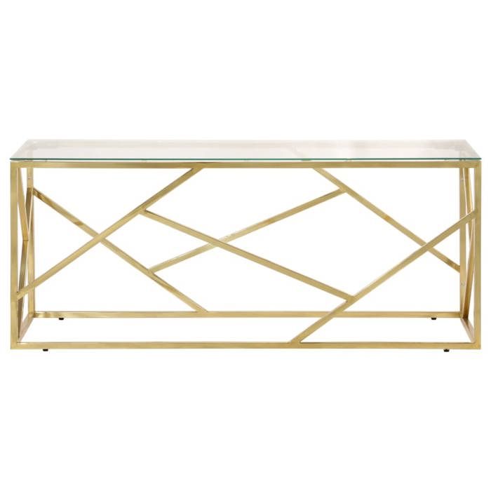 VidaXL Coffee Table Golden Stainless Steel and Tempered Glass 349938
