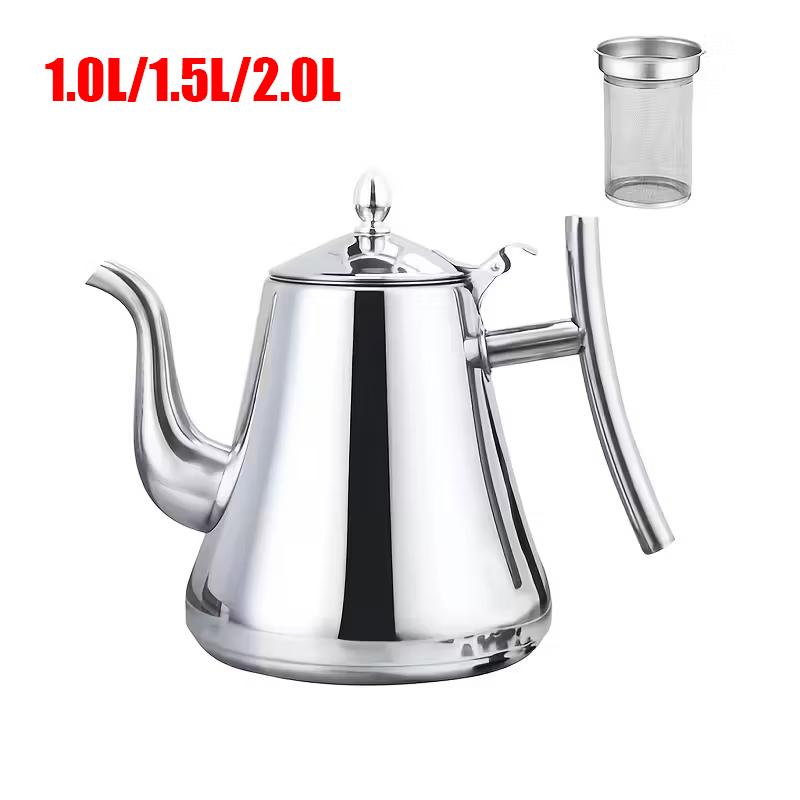 1 Set Teapot and Water Kettle Home Stainless Steel Restaurant Heat-Resistant Kitchen Essentials 1L 1.5L 2L Capacity
