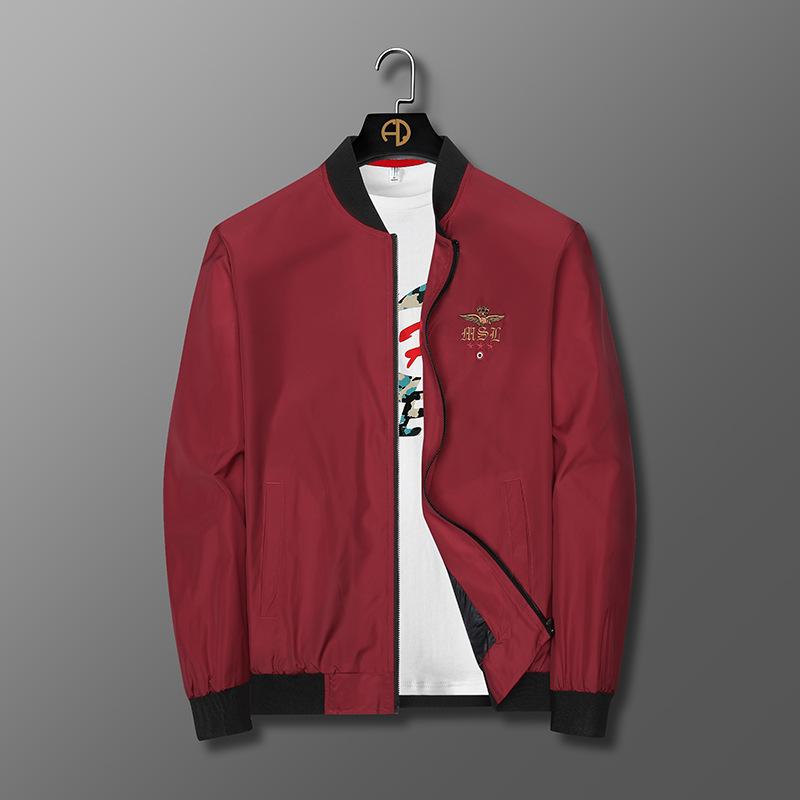 Men 'S Jacket Stand Collar Slim Embroidered Jacket