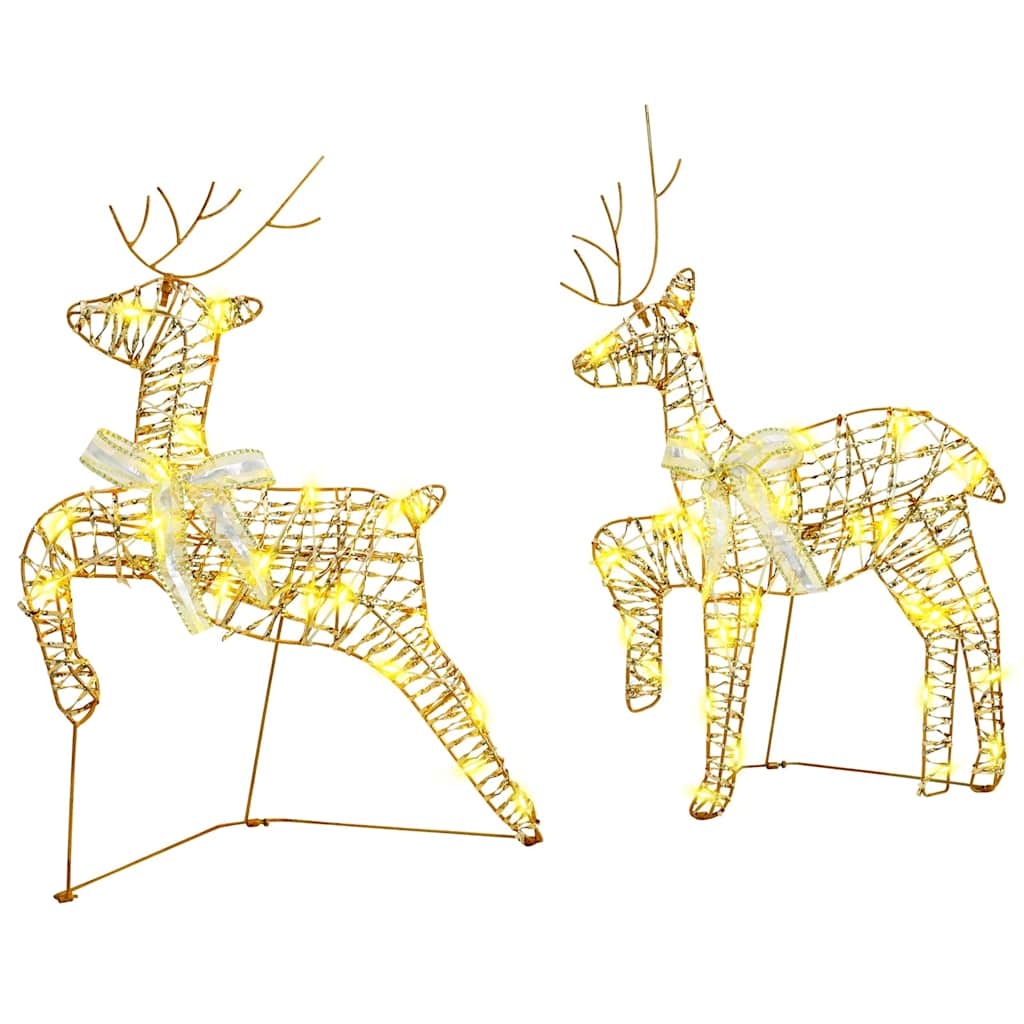 LED Deer with 40 LEDs 7 Pcs Gold PET