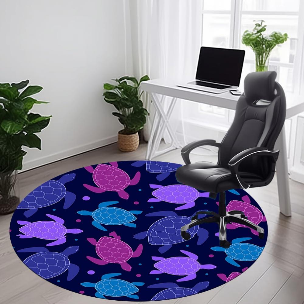 1pc Turtle Pattern Carpet, Round Non Slip Durable Large Size Office Carpet, Suitable for Office