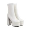 Sung Fit Ankle Boots Women's Platform Stretch Boots Soft PU Comfy Chunky High Heels Shoes Slip On Gold Silver Balck White Brown