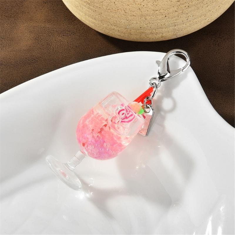 Multifunctional Small Tumbler Keychain with Fruit Charm Pendant Fashion Accessory for Bags and Keys Decoration