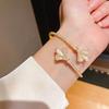 Gold Silver Plated Zircon Iris Bloom Cuff Bracelet For Stylish Office Accessories