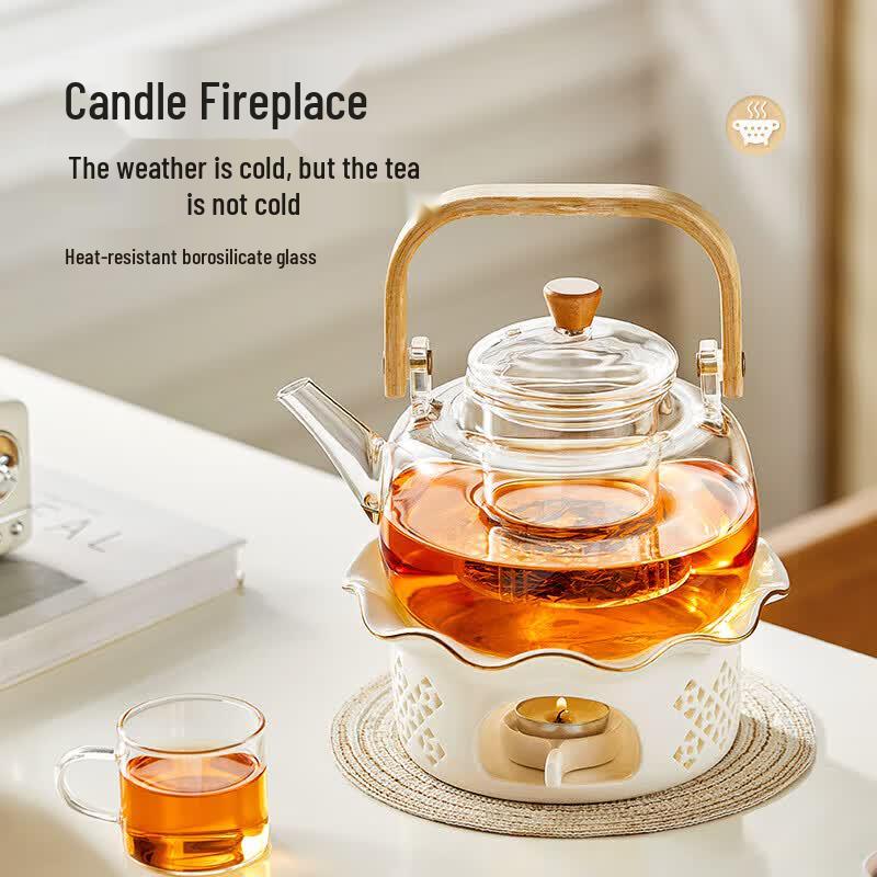 Glass Teapot & Candle Warmer Set