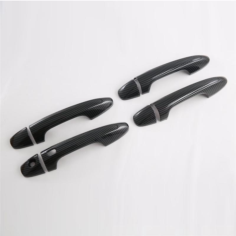 M63K-For Toyota Hilux Fortuner 2024 ABS Carbon Fiber Car Door Handle Cover Trim Decoration Accessories