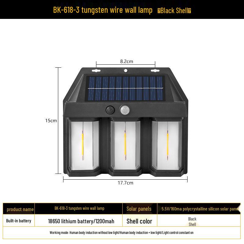 Douyin Solar Wall Light: Outdoor Human Sensing, Villa Courtyard Night Decor with Tungsten Filament