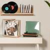 Wooden Record Rack Desktop Ornament Transparent Vinyl Record Display Rack Cassette Book Storage Box Solid Wood Organizer