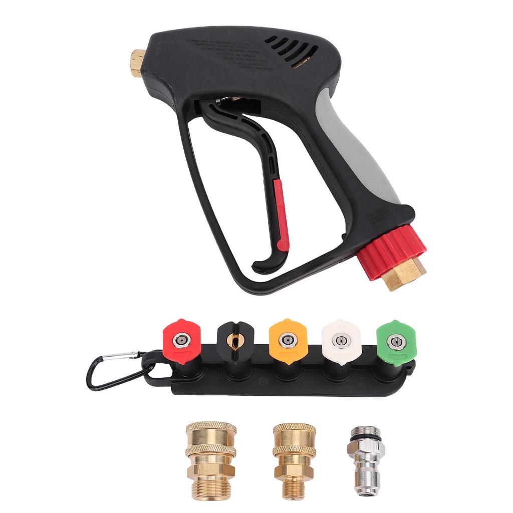 Pressure Washer Short Gun 5000PSI 3 8in Swivel Quick Connector and An M22 14mm Adapter High Power Washer Spray Gun With