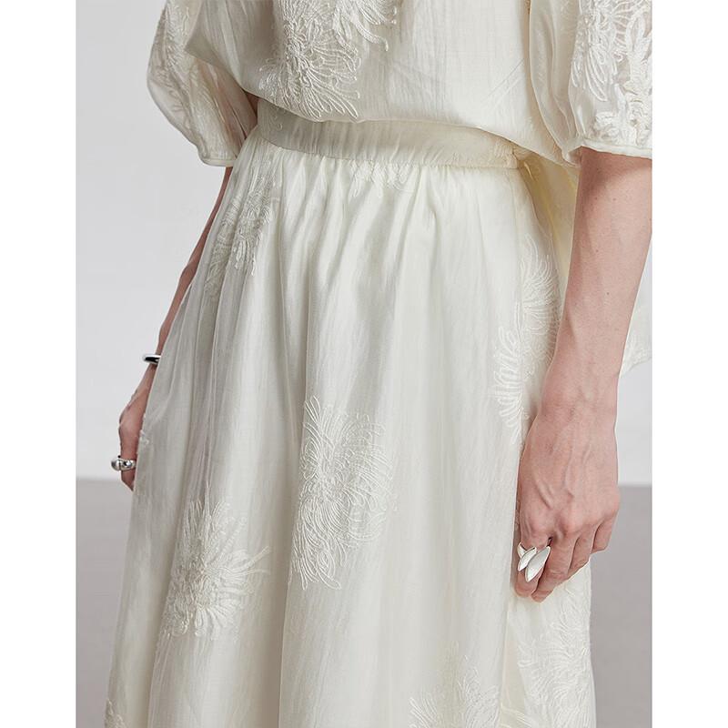 Chuyu 2025 Summer Embroidered Lyocell A-Line Maxi Skirt