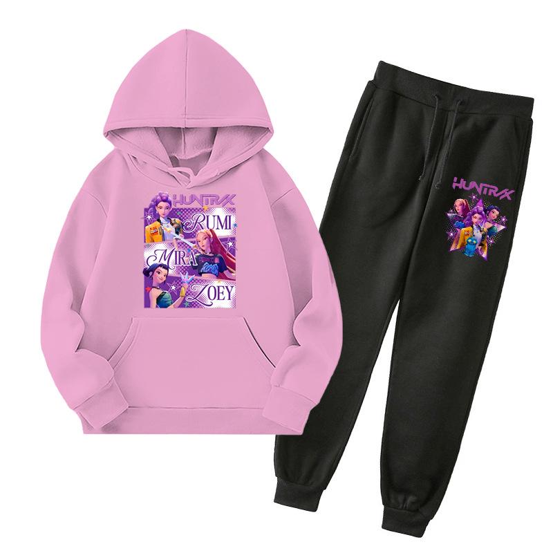 Kpop Demon Hunters Kids New Fashion Cartoon Print 2pcs Hoodie+Pants Sportsuits Casual Outfits Clothes For 2-13 Years Boys Girls