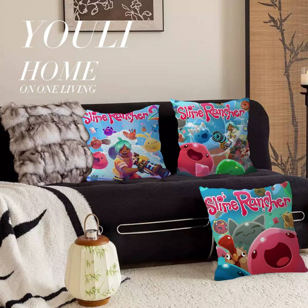 Game S-Slime R-Rancher Classic Anime 45*45cm Cushion Cover Pillow Cover Decor Pillowcase Home Pillowcase for Couch Pillow