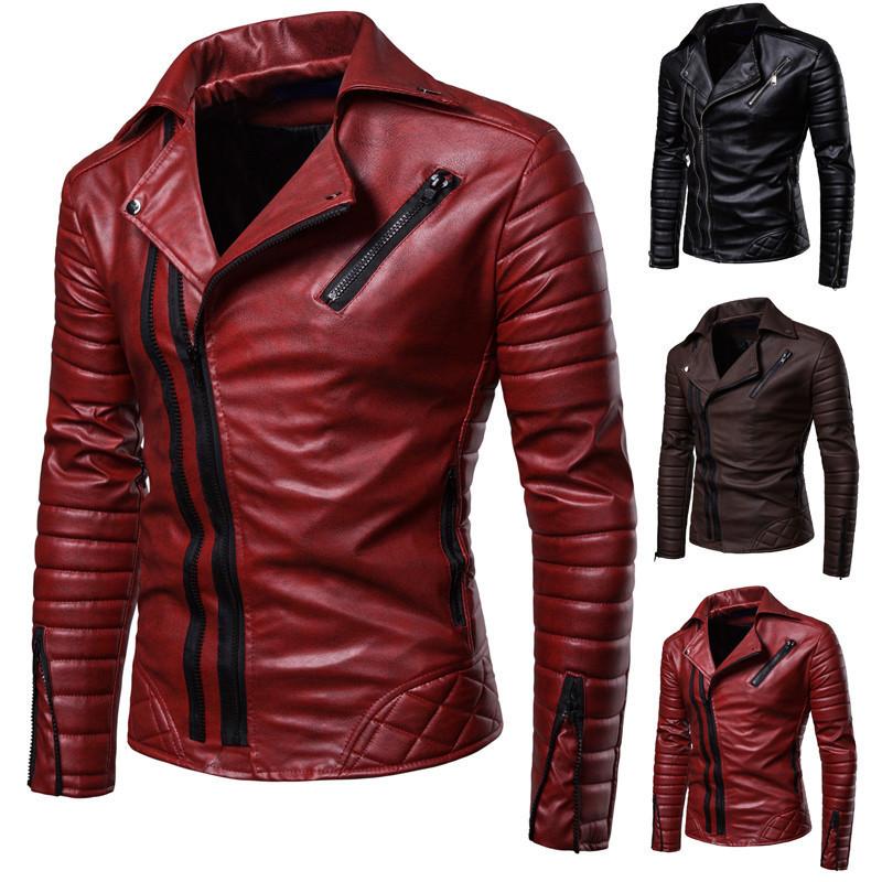 European and American men's leather jacket men's fashion locomotive leather jacket pu jacket leather jacket m-xl