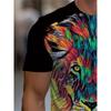 Men's Lion T-Shirt Colorful 3D Beast Animal Portrait Graphic Printed Casual Short Sleeve O-Neck Pullover Streetwear Summer Tee Tops Male Clothing