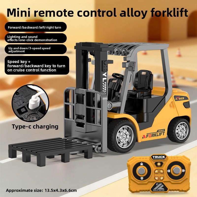 

1/64 2.4G RC Mini Alloy Forklift With Trailer Desktop Game Full-scale APP Remote Control Engineering Lift Truck Kids Toys Gifts жёлтый