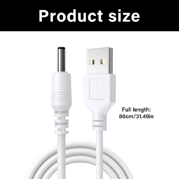 Flexible USB To DC3.5mm Power Cord 80cm Effortless Device Charging Lightweight Travel Friendly Design