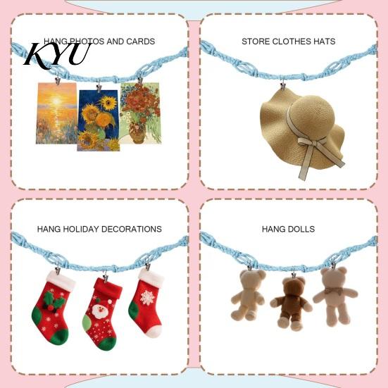 Baby Room Hanging Storage Stuffed Doll Cotton Chain, Wall Mounted Organizer with Plush Toy Holder Metal Clips, Boho Display Strap for Kids And Nursery