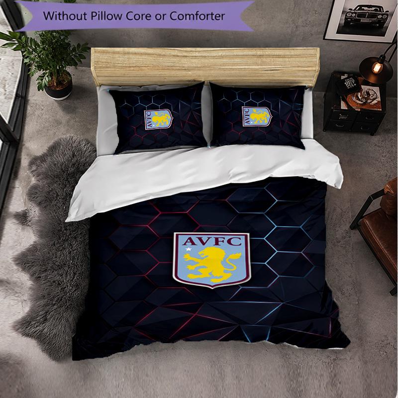Aston Villa Football Themed Bedding 3Pcs Duvet Cover Set Decorative Bed Linen For Teen Room Home Decoration