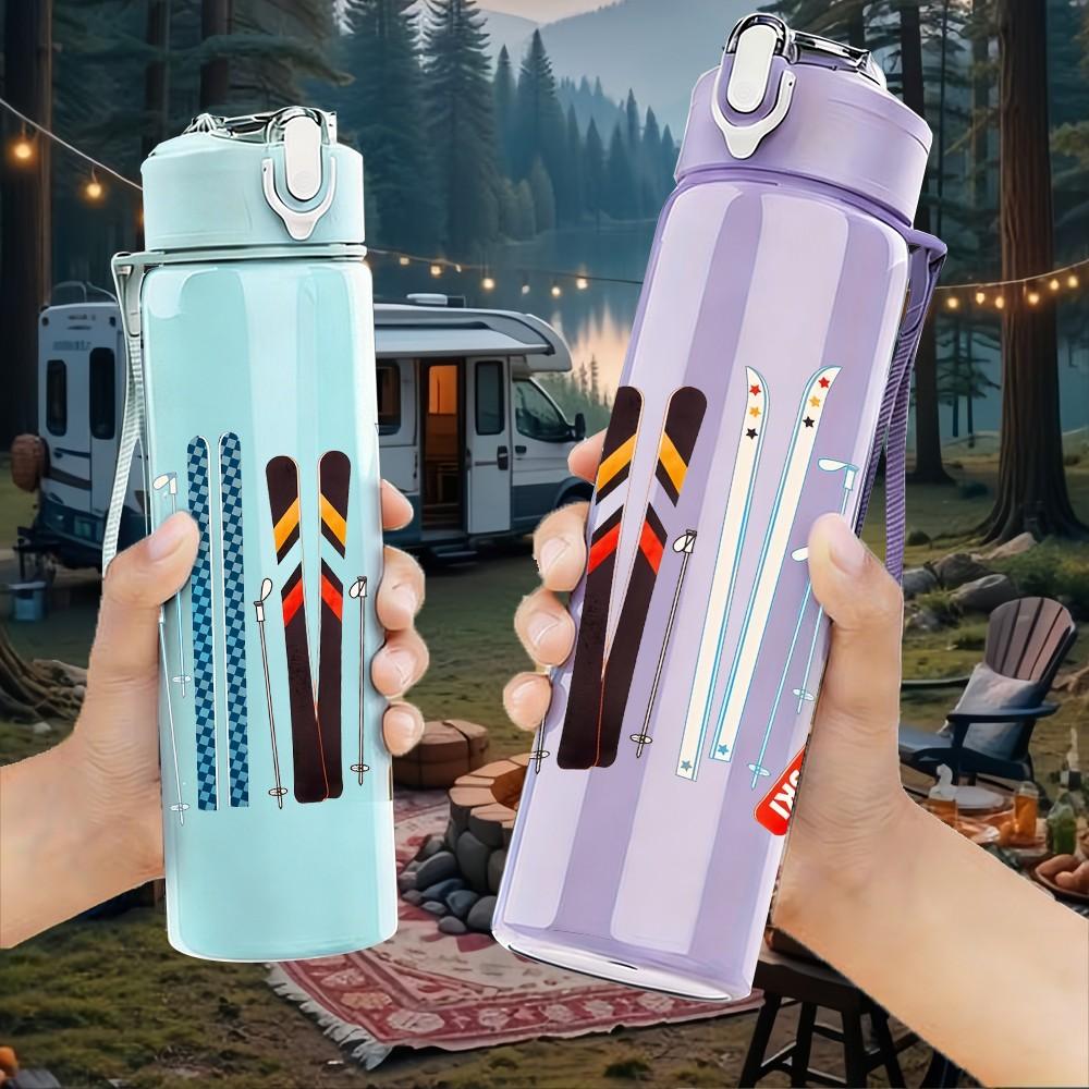 1PC Paint Brush Pen Craft Tool Print 750ml Color Plastic Sports Water Bottle Leakproof Flip Straw Lid Suitable for Sports Office Home Use