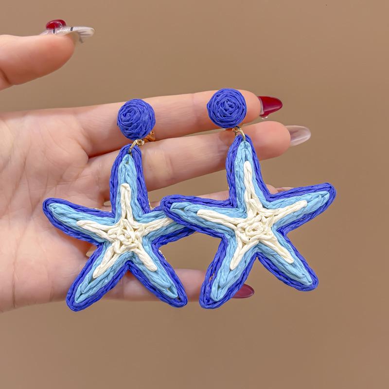 80s Hong Kong Style Red & Blue Clip-On Earrings for Non-Pierced Ears – High-End French Luxury Stud Hoops