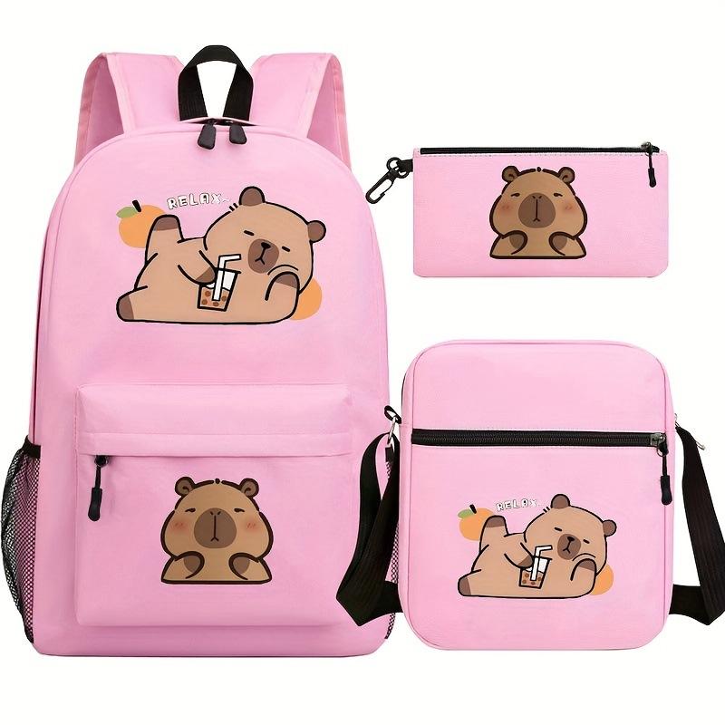 Peripheral primary and secondary school students fashion backpack children's schoolbag set three-piece set
