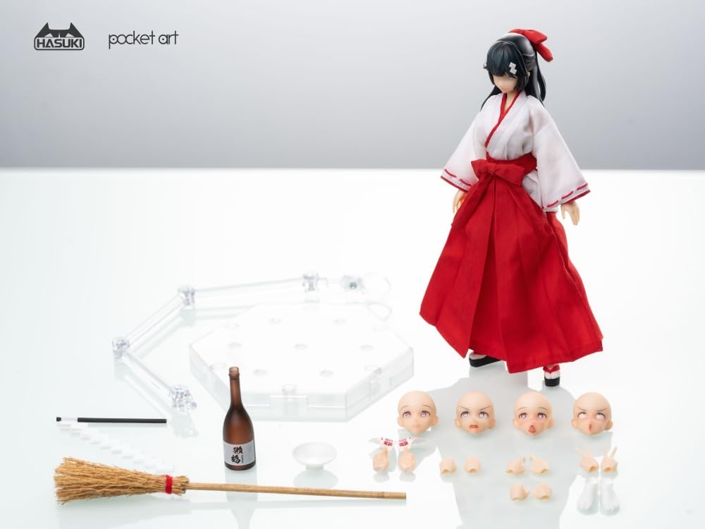 HASUKI POCKET ARTS Série PA005 Exorcistická kněžka Tsubaki měřítko ABS a PVC malovaná akční figurka 1/12 látka,