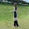 Vintage Polo Collar Cardigan Striped Dress Jacket Women's Autumn and Winter New High-end Design Hip Skirt Women