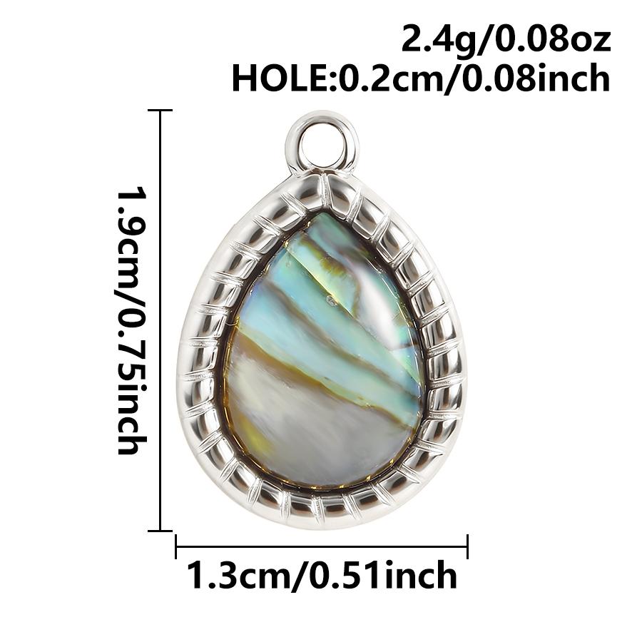 

4pcs Real Natural Abalone Shell Enamel Pendant Stainless Steel Charms For Jewelry Making Supplies Rhinestone Rectangle Materials