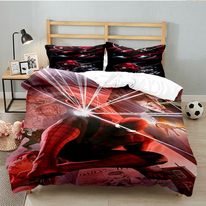 3PCS Red Spider Art Bedding set,Ideal For1pc Duvet Cover And 2pcs Pillowcases Perfect for Christmas gift,Ideal for Bedroom, Dormitory