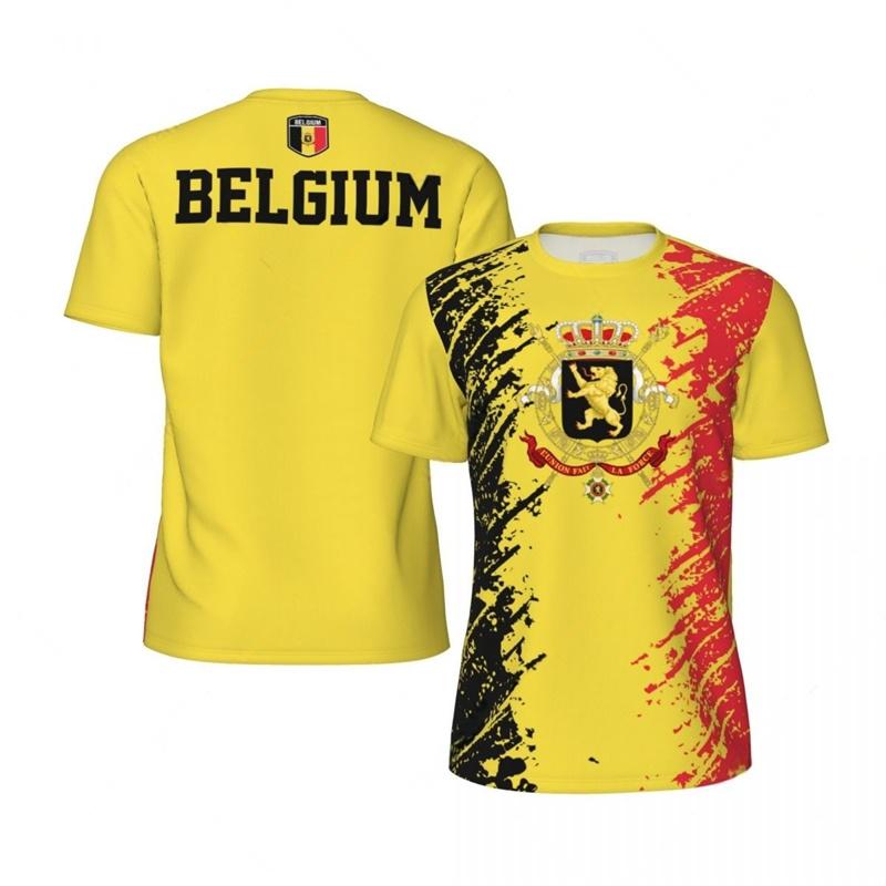 

3d Printed Belgium Men s T-shirt Summer Fitness Sports Running T Shirts Tops Street Loose Short Sleeve Tees Football Jersey 160 (13T-14T)