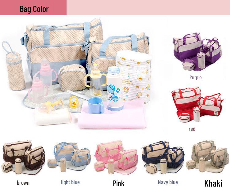 Waterproof Fashion Mommy Bag Set: Multifunctional Crossbody, Large Capacity, Single Shoulder, Handheld, 5 Pieces