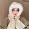 Cute Plush Hat Scarf Integrated Hat for Women In Winter Thick Windproof One Piece Hat Cold Warm Scarf Ear Protection Hat Trendy